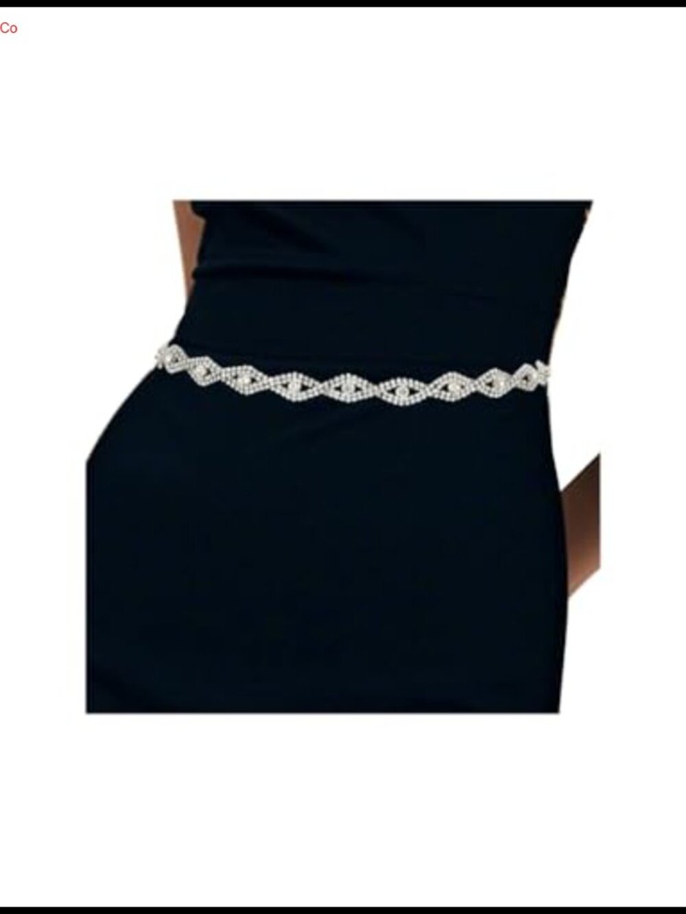 Rhinestone Waist Chain Belt Silver Metal Adjustable Sparkling Dress Belt